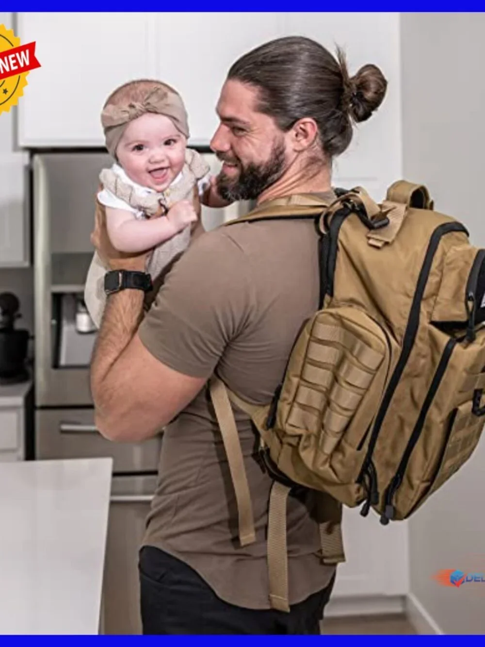 Military Style Diaper Backpack with Insulated Pockets and Wipes Dispenser